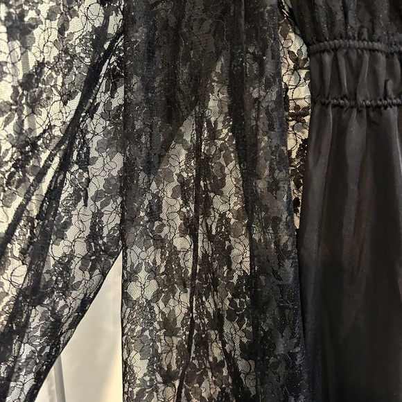 Ladies Black Pegnoir Maxi Gown Set Fabiola Vintage Mob Wife Witchy Small - Picture 3 of 10